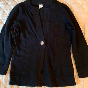 J. Crew rhinestone button cardigan, black, XS, wool cashmere angora blend